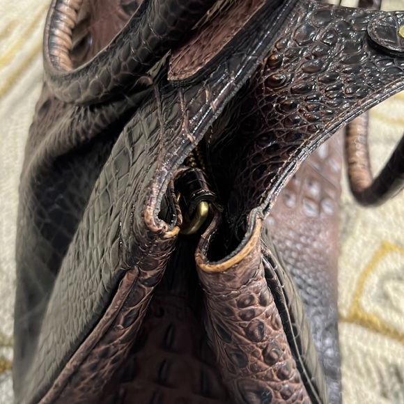 💕 Brahmin crocodile leather purple x large satchel bag nice 💕 - Picture 10 of 15